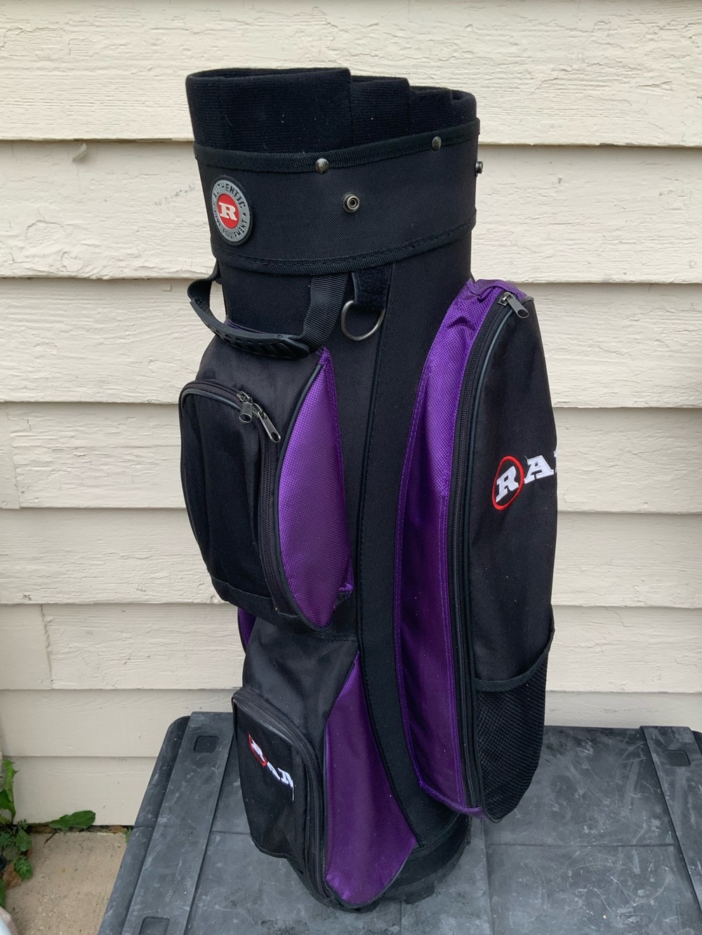 Ram Golf Cart Bag with shoulder strap and club dividers. Barley used. Good cond.